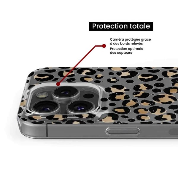 Tryckt silikonfodral som är kompatibelt med Apple iPhone 13 Pro Leopard