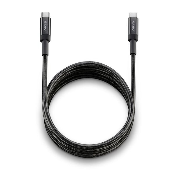 NGS KNOT 100W-3: USB-C till Type-C-kabel på 3 m för snabb laddning av enheter upp till 100 W. Flätad nylon. Hög kvalitet.