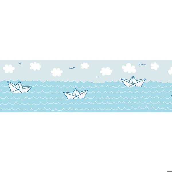 A.S. Création Paperboat Love 403731 Tapet för barnrum 5 x 1.55 m blått vardagsrum sovrum kontor
