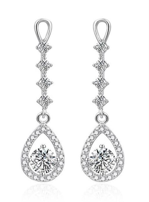 Hängande örhängen - AGATO - AGT-E114PW - Silver 925 - Kubisk zirkon - Rodierade