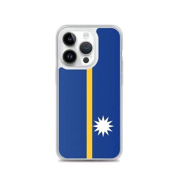 Mobilskal – Nauru-flagga – Kompatibel med iPhone 14 Pro – Mjuk skal – Hållbar och stöttålig – Silikon – Pixelforma
