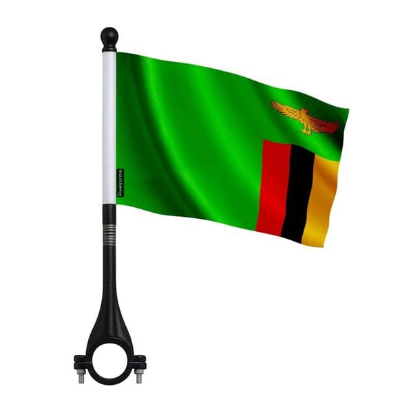 Cykelflagga Zambia i polyester – 14 x 21 cm – Cykelflagga – 10 stycken