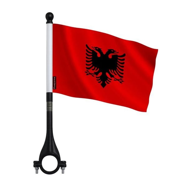 Albanien Cykelflagga i polyester – 14 x 21 cm – Cykelflagga – 10 stycken