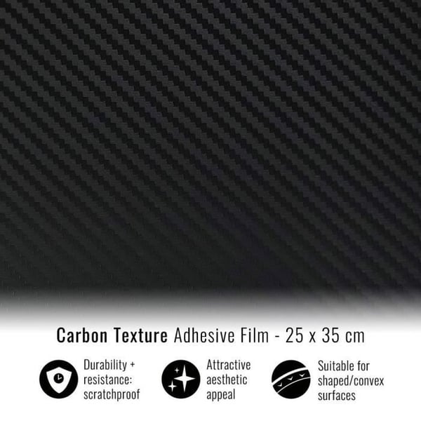 Filmadhesiv inpackning - Ej specificerad - 25 x 35 cm - Kolfiberlook - Repå resistent - Lätt att applicera
