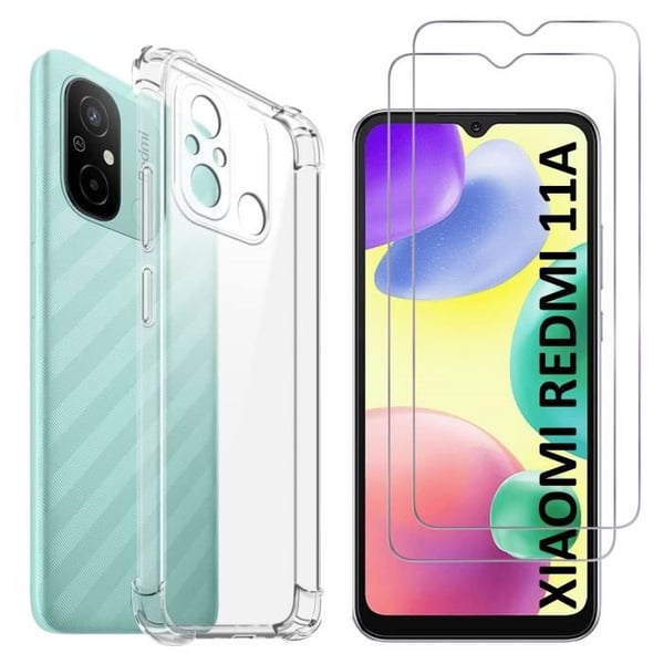 Stötresistent skal för Xiaomi Redmi 11A och 2 Härdat Glas Skärmskydd Phonillico®