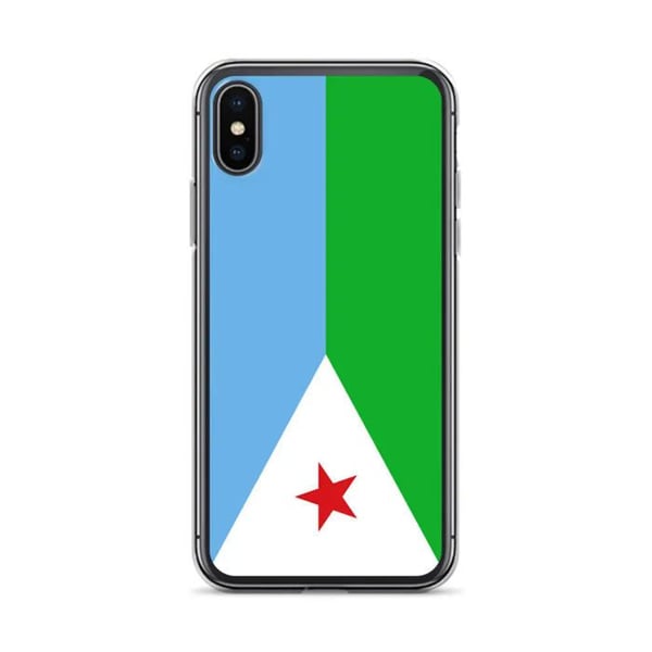 Mobilskal – Djiboutis flagga – Kompatibel med iPhone XS Max – Flexibelt fodral – Stöt- och slagresistent – Silikon – Pixelforma