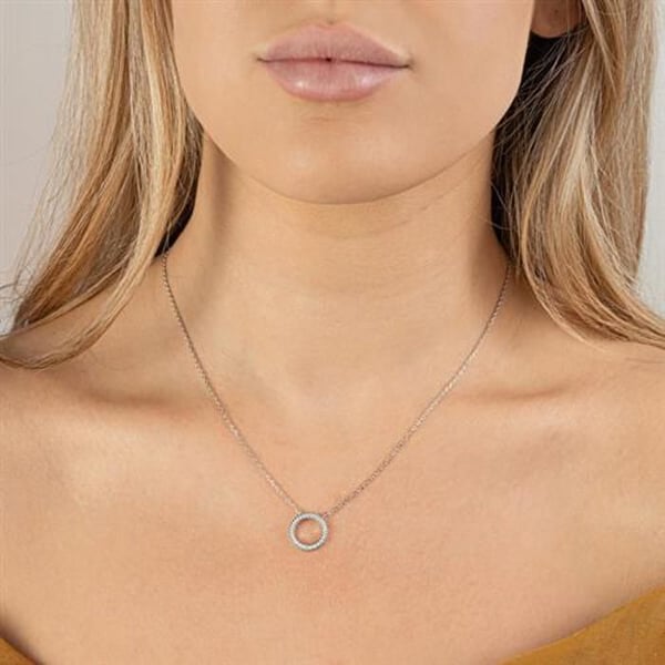Halsband - ÅTER SMYCKEN - AJNA0019 - Sterlingsilver - Pärlpendel i zirkoner - Längd 42 cm