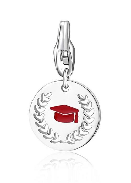 Pendente - S'AGAPÕ - SHA391 - Stål 316L - Röd emalj - 2,4 cm