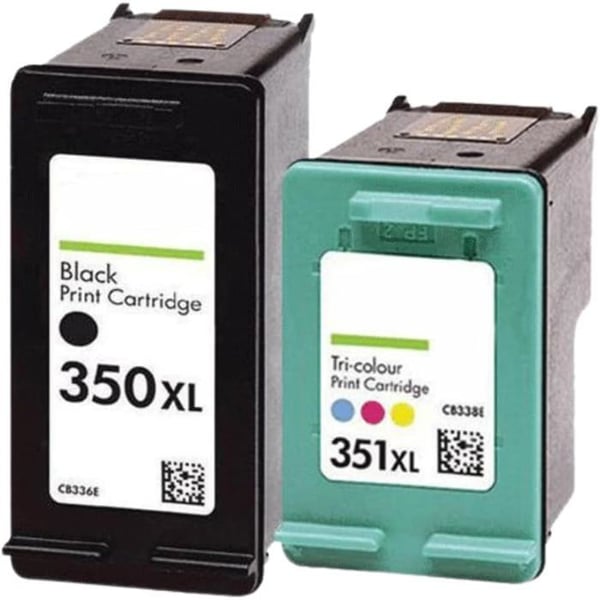 Pack med 2 Kompatibla Patroner HP 350-351 XL Svart & Färg för HP-skrivare DeskJet, OfficeJet & PhotoSmart