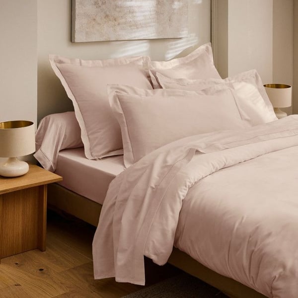 Drap Housse "Prestige" 100% Satin av kammad bomull 120 trådar/cm² Ren bomull - Prestige Rosé Blush - 180 x 200 cm med 30 cm fåll