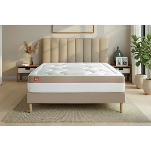 Ensemble LE COSY 160x200cm Minnesskum 7 komfortzoner - Tjocklek 30cm + sängram kit Beige