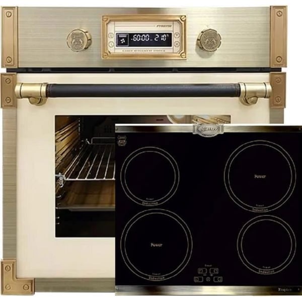 Kaiser EH 6427 ElfAD+KCT 6395 IEm, Retro Pyrolys ugn inbyggd 73L+induktionshäll 60 cm