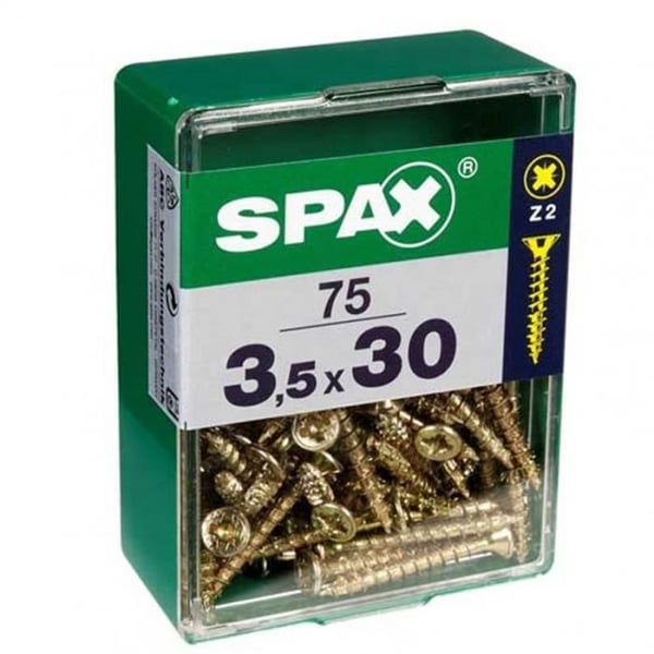 Vis - SPAX - 75 vis - Stål - Fälld huvud - Diam. 3,5 mm x L. 30 mm