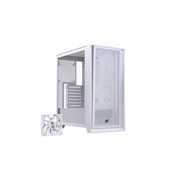 Spelchassi Einarex Pulse P600 Core Vit med utbytbar panel och härdat glas