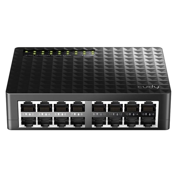 Switch - CUDY - FS1016D - 16 portar 10/100Mbps - Plug and Play - MDI/MDIX Automatisk