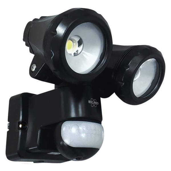 ELRO LF80 Duo LED utomhuslampa med rörelsedetektor - 2 x 10 W - 1200 LM - IP54 vattentät - svart