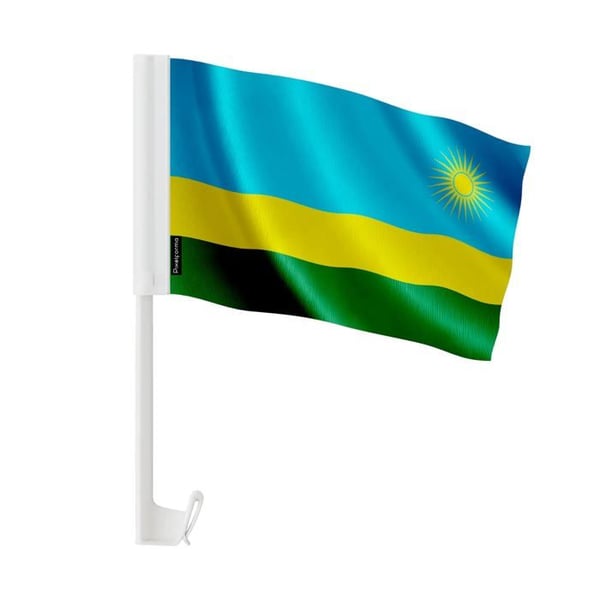 Rwanda Bilflagga – 14 x 21 cm – Polyester Tyg – Fäste på Fönster – 20 stycken – Pixelforma