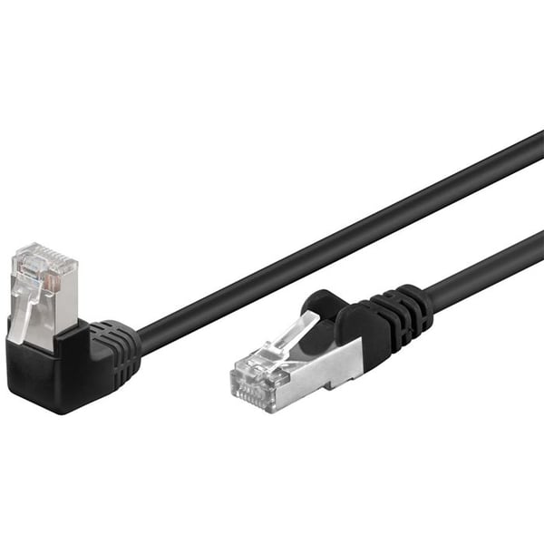 Nätverkskabel RJ-45 (H) till RJ-45 (H) 10m CAT 5e anslutning i 90°, moldad, utan krok - GOOBAY
