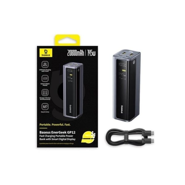 Power Bank Baseus EnerGeek GP12 20800mAh 145W digital skærm 2xUSB-C 2xUSB-A hurtig opladning