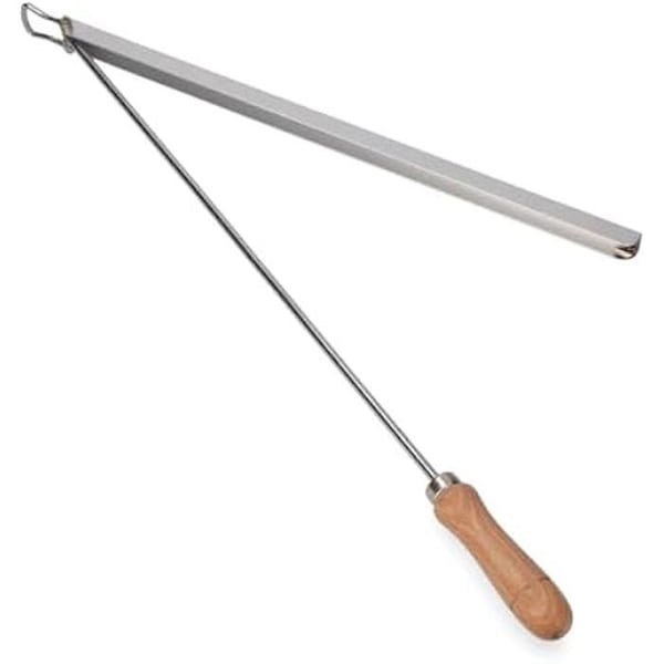 EDM 85124 Tidningshållare i aluminium med trähandtag, grå/brun, 42 cm