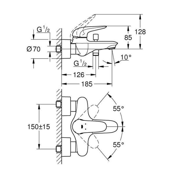 GROHE Enkeltgrebs Bad / Bruser Wave Chrome 32286001