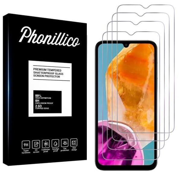 Skärmskydd - Phonillico - Samsung Galaxy M15 5G - Pack om 4 - Härdat Glas - Rep-resistant