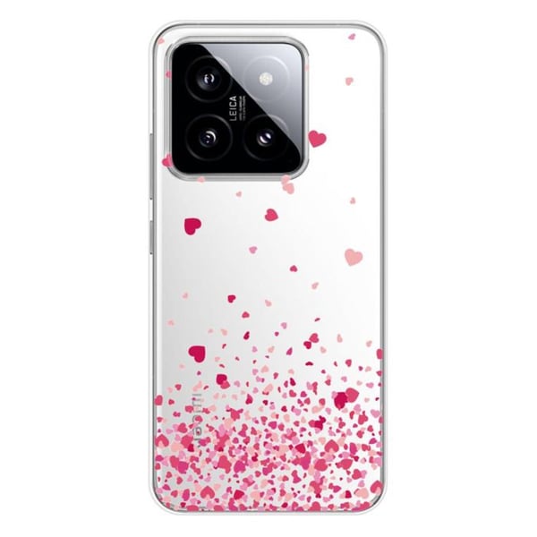 Silicon-fodral - Kompatibel med Xiaomi 14 - design konfetti med rosa hjärtan