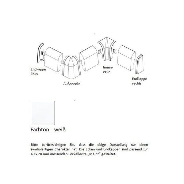 Inre vinklar för MDF-list 740.31-C PVC 40 x 20 mm Vit PROVISTON