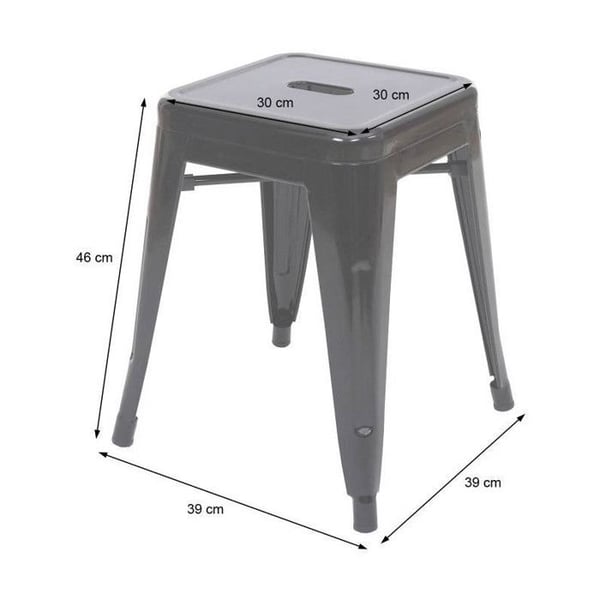 Matvit metallisk i vitt i industriell stil och sits i ljust trä - Utan ryggstöd - Höjd 46 cm