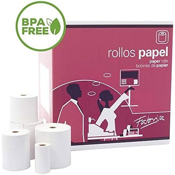 Termisk pappersrulle - FABRISA - 57 x 40 mm - Utan BPA - Förpackning om 10 enheter - Hållbar utskrift