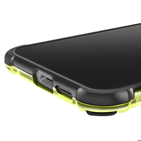 Stötsäker skal för Samsung S25 Edge med förstärkta hörn, rökgrå finish i gult