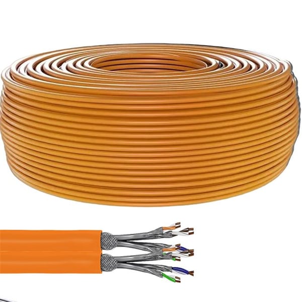 Ethernetkabel RJ45 - CONECTICPLUS - CAT 7a - 100 m - SFTP, PiMF - utan halogen, orange