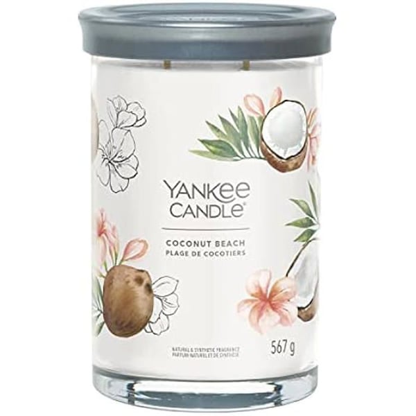 Duftlys - YANKEE CANDLE - Kokosstrand - Sojavoks - Dobbelt væge - Elegant glas