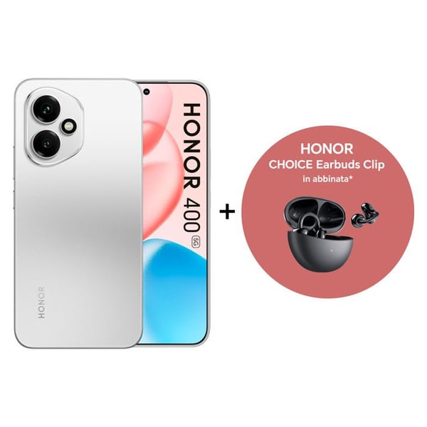 Honor 400 5G Sølv Smartphone 512GB 8GB RAM Kamera 200MP + Øreklips
