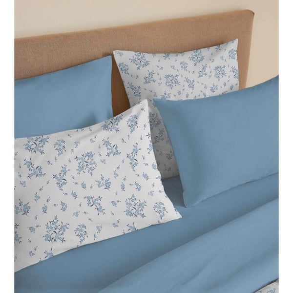 Komplett set med vändbar påslakan "Vanessa" 6 delar för säng 180 x 200 "King Size" Louise Blå - -