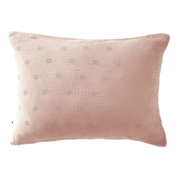 Broderad kudde "Gaïa Boho" 60 x 60 cm & 50 x 70 cm "Bomullsgaze" - Gaïa Boho Guimauve - 50 x 70 cm