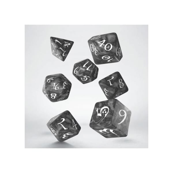 Sett med 7 tärningar - Classic RPG - Rökgrå och vit