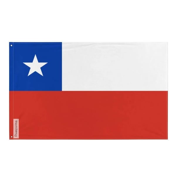 Chilis flagga – 192 x 288 cm – Hållbar polyester – 2 metallöglor – Inomhus / Utomhus – Pixelforma