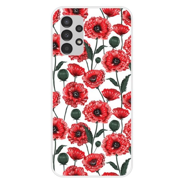 Silikonfodral - Kompatibel med Samsung Galaxy A13 4G - design med vallmo blommor