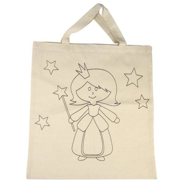 Bomullsväska, tryckt, beige, 42x38cm, -LD 1 st, Prinsessa