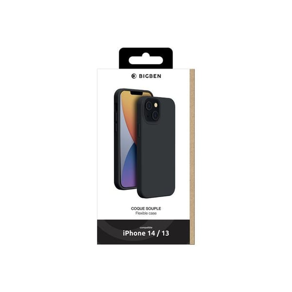 Coque - BIGBEN - iPhone 13/14 - Mjuk SiliSoft - Stötabsorberande - Matt Svart