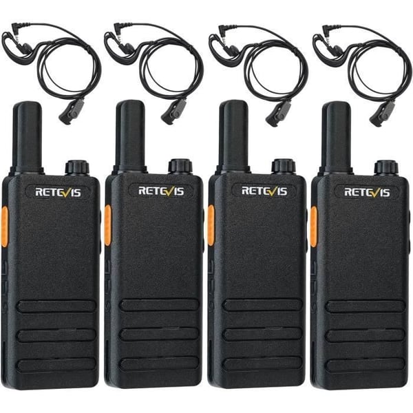 Retevis RT622P Talkie Walkie Mini, 15mm Ultra-Tunn, 1620mAh Uppladdningsbart Batteri USB-C, VOX, Professionell med Hörlurar (4 st)