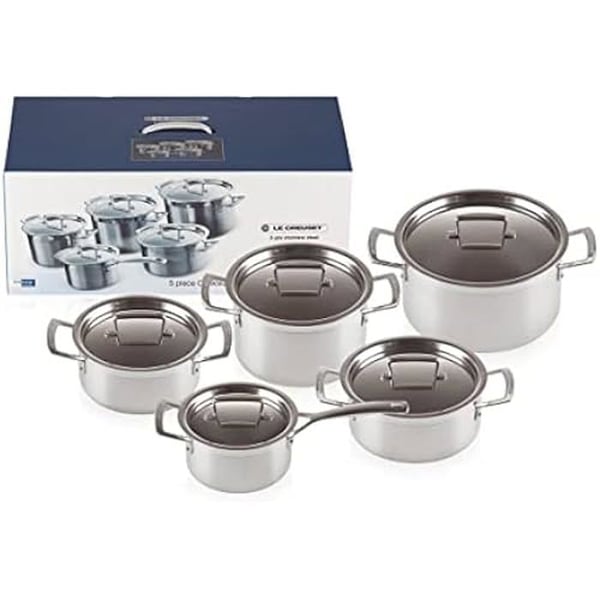 Grillset - LE CREUSET - 10 delar - Rostfritt stål 3-lager - Matchande lock - Induktionskompatibel
