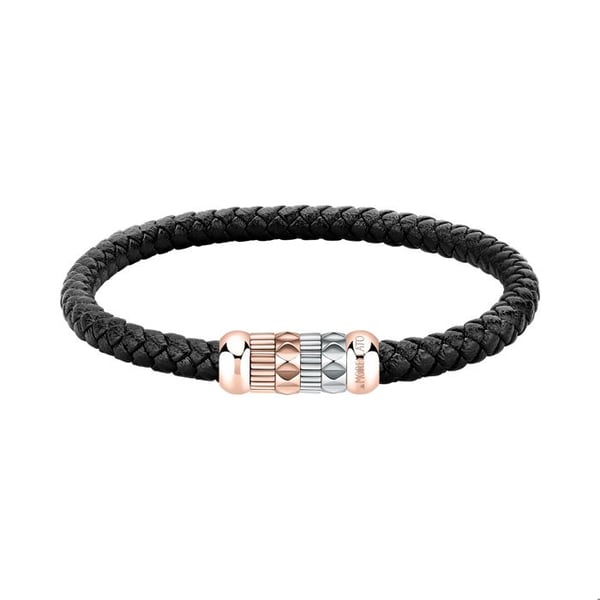 Armband för män - MORELLATO - SQH51 - Tvåfärgad Stål - Svart Läder - Elegant och Hållbar