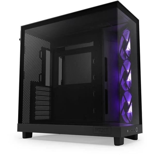 Middeltornet chassi - NZXT - H6 Flow RGB - Dubbelkammare - RGB-fläktar inkluderade - Svart