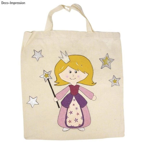 Bomullsväska, tryckt, beige, 42x38cm, -LD 1 st, Prinsessa