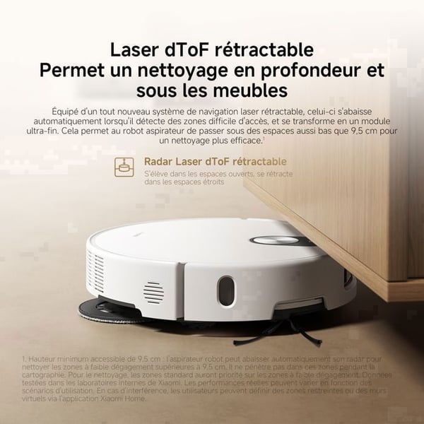 XIAOMI 5 - Robotdammsugare - 20 000 Pa - Fällbar dToF-laser - Utsträckbara borstar och mopp - Rengöring med varmt vatten 80 °C