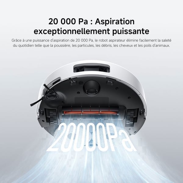 XIAOMI 5 - Robotdammsugare - 20 000 Pa - Fällbar dToF-laser - Utsträckbara borstar och mopp - Rengöring med varmt vatten 80 °C