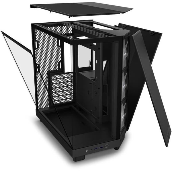 Keskitornikotelo - NZXT - H6 Flow RGB - Kaksoiskammio - RGB-tuulettimet mukana - Musta