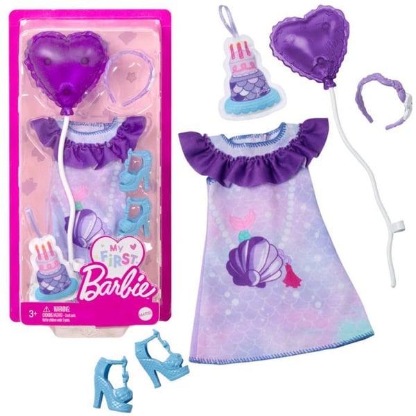 Födelsedagsklänning - MATTEL - Min Första Barbie - Färgglada Kläder - Storlek 34 cm - För Flicka